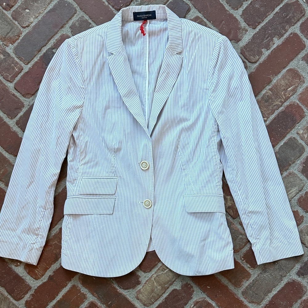Piazza Sempione Cotton Silk Striped Blazer